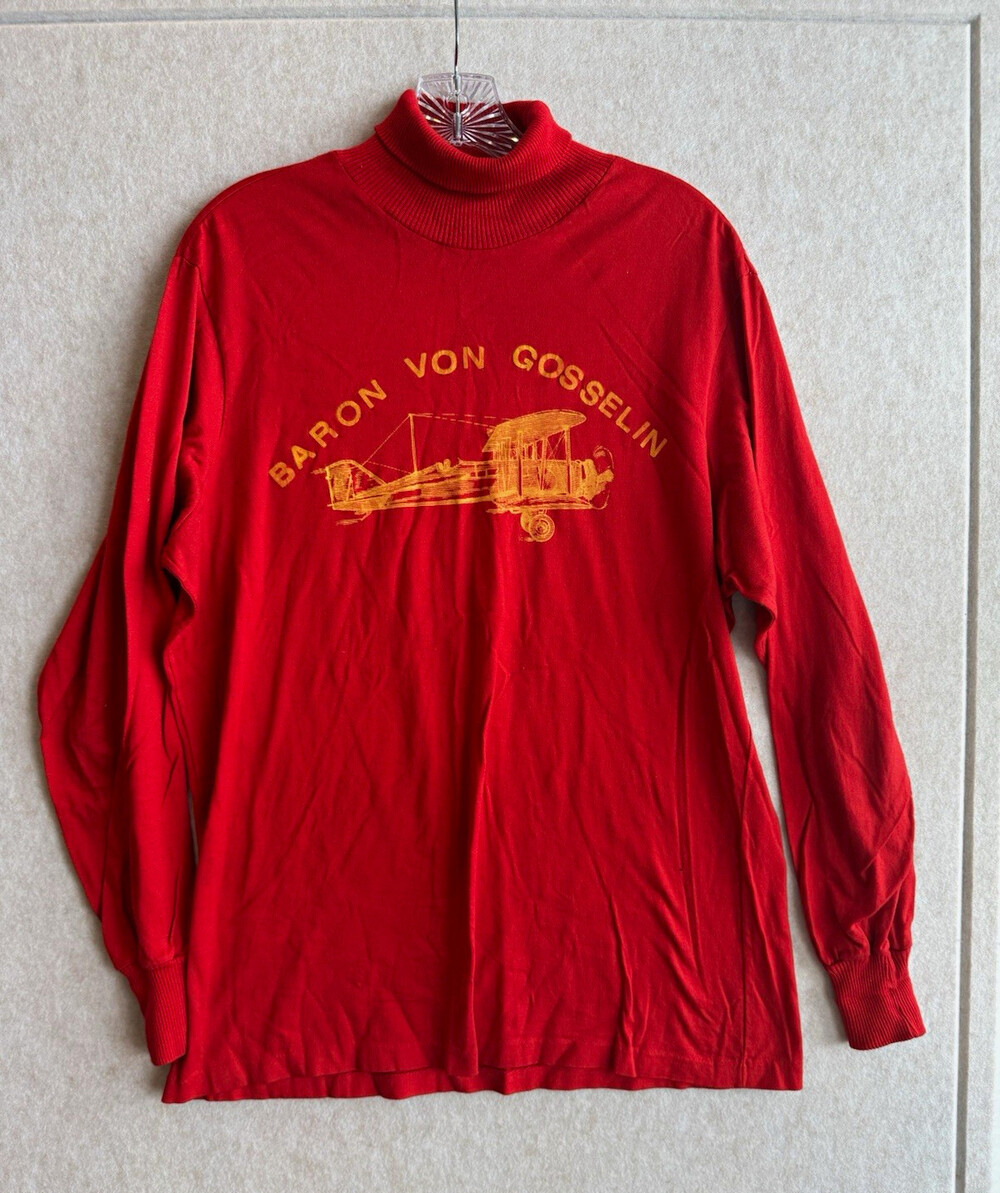 Vintage Buster Brown Baron Von Gosselin Airplane Turtleneck Shirt USA Made Sz 4